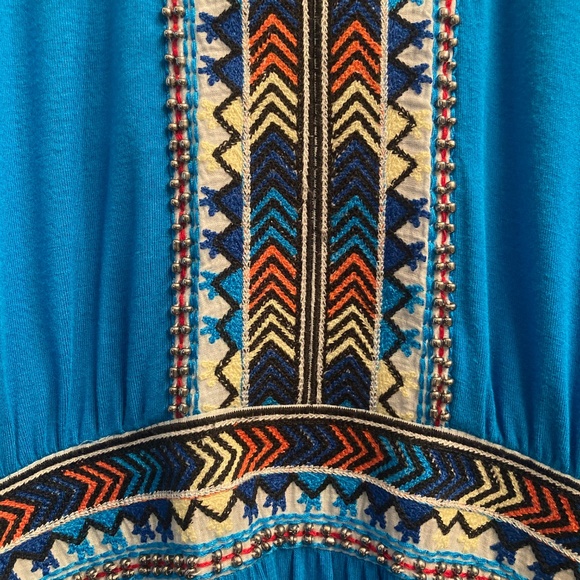 Contemporaine by Simons - turquoise bead and woven trim/ high low hem / size Sm - Picture 2 of 7